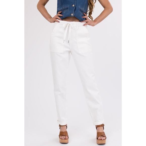 Judy Blue Denim - NWT Judy Blue Ivory Drawstring High Waist Jeans Sz 13/31